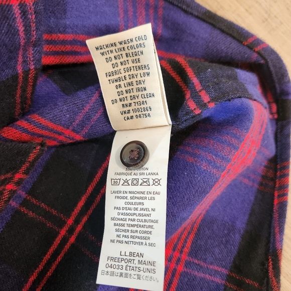 NWT L.L. Bean Scotch Plaid Flannel Shirt, Women's Small, outdoor, layering - Picture 7 of 10
